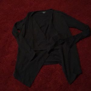 Black cotton open front cardigan